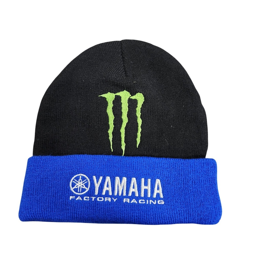 Yamaha Factory Racing Hat Beanie Mens One Size Black Blue MotoGP Monster